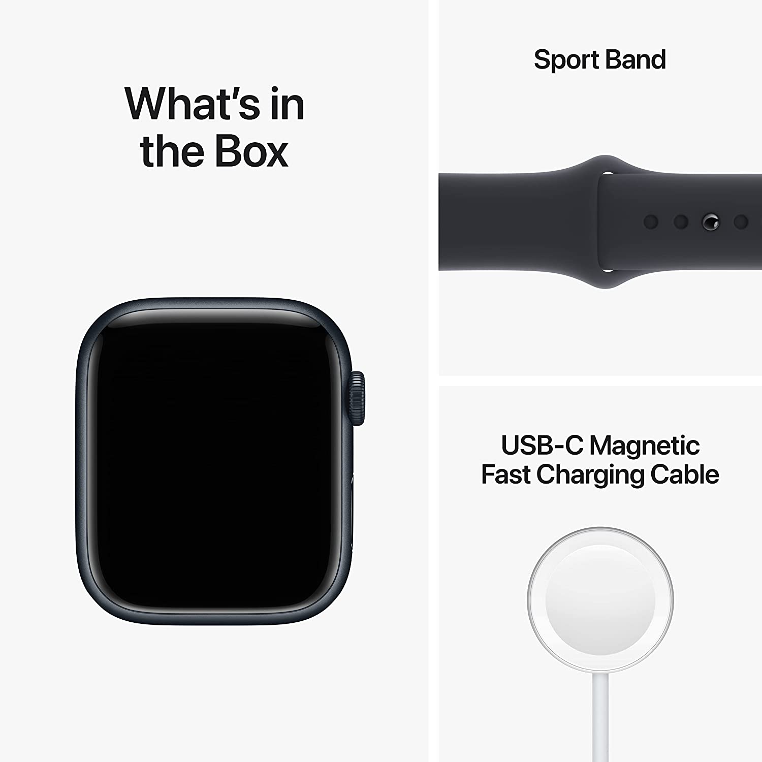 ساعة Apple Watch Series 8 GPS مقاس 45 مم هيكل ألومنيوم منتصف الليل مع حزام رياضي منتصف الليل - عادي 
