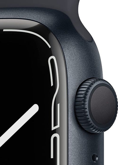 ساعة Apple Watch Series 7 (GPS، 41 مم) - هيكل من الألومنيوم باللون الليلي، وسوار رياضي باللون الليلي 