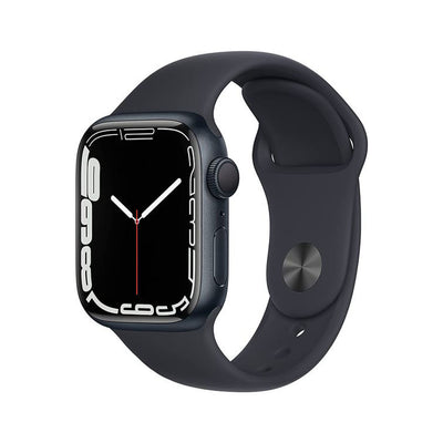 ساعة Apple Watch Series 7 (GPS، 41 مم) - هيكل من الألومنيوم باللون الليلي، وسوار رياضي باللون الليلي 