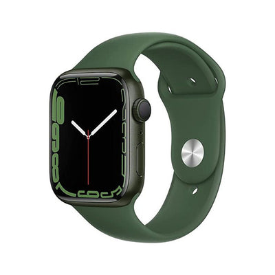ساعة Apple Watch Series 7 (GPS، 45 مم) - هيكل من الألومنيوم باللون الأخضر، وسوار رياضي من Clover 