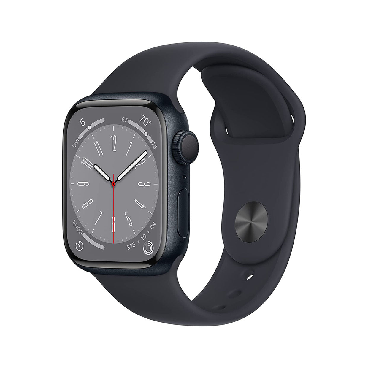 ساعة Apple Watch Series 8 GPS مقاس 45 مم هيكل ألومنيوم منتصف الليل مع حزام رياضي منتصف الليل - عادي 