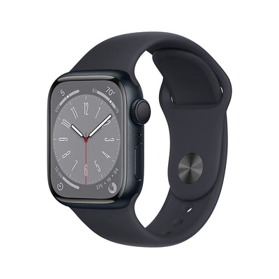 ساعة Apple Watch Series 8 GPS مقاس 45 مم هيكل ألومنيوم منتصف الليل مع حزام رياضي منتصف الليل - عادي 