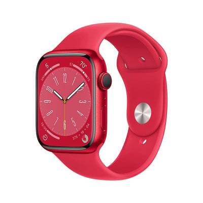 ساعة Apple Watch Series 8 GPS مقاس 45 مم (PRODUCT)RED هيكل من الألومنيوم مع حزام رياضي (PRODUCT)RED - عادي 